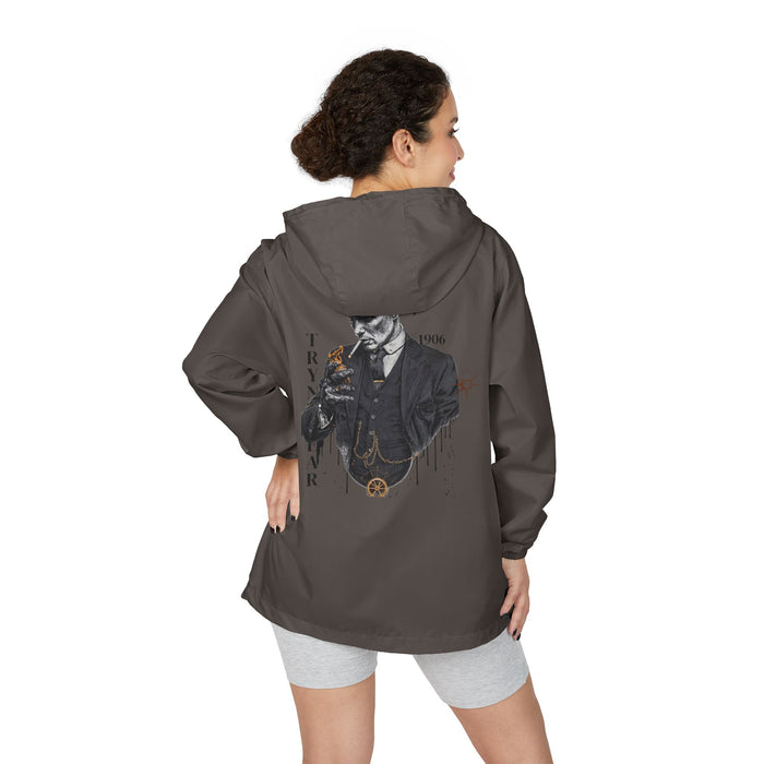 TrynxWear Windbreaker Jacket Vintage Cowboy Noir Graphic Full-Zip Hooded