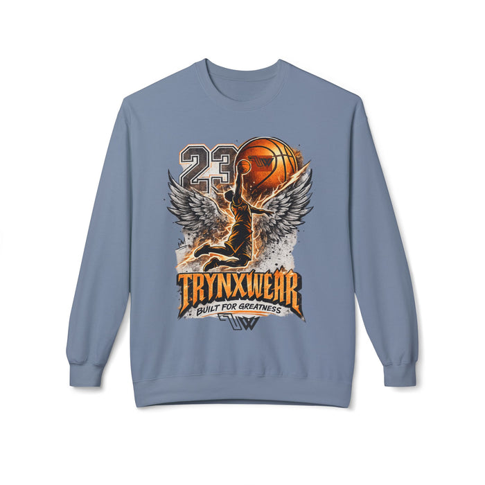 TrynxWear Basketball Wings Crewneck Sweatshirt "Built for Greatness"