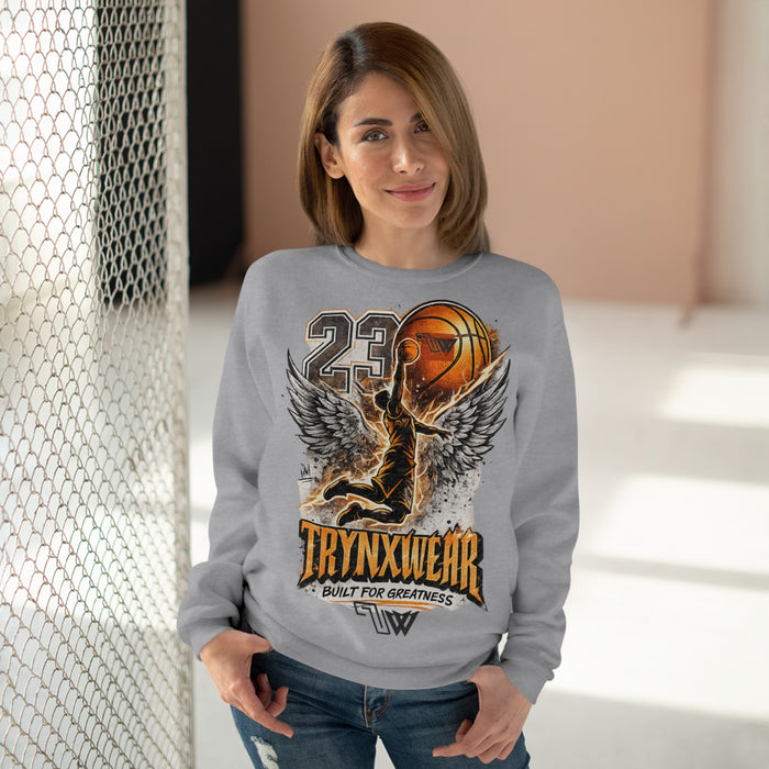 TrynxWear Basketball Wings Crewneck Sweatshirt "Built for Greatness"