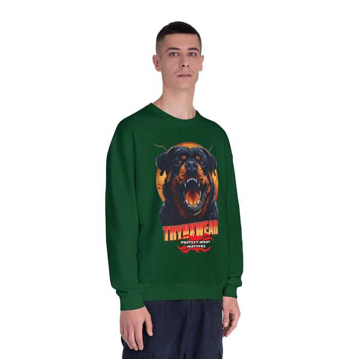 TrynxWear Rottweiler Graphic Crewneck Sweatshirt Fierce Dog Design