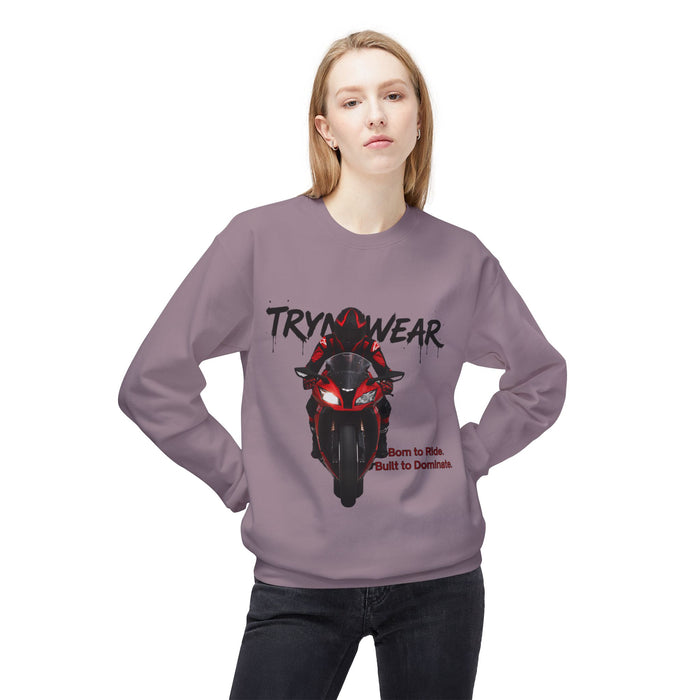 TrynxWear Motorcycle Crewneck Sweatshirt "Born to Ride, Built to Dominate"