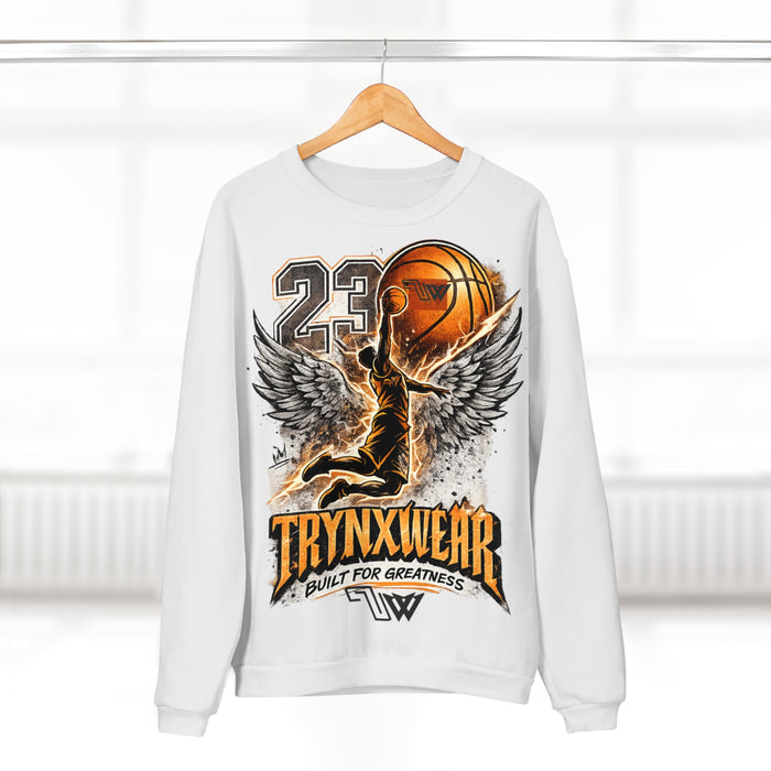 TrynxWear Basketball Wings Crewneck Sweatshirt "Built for Greatness"