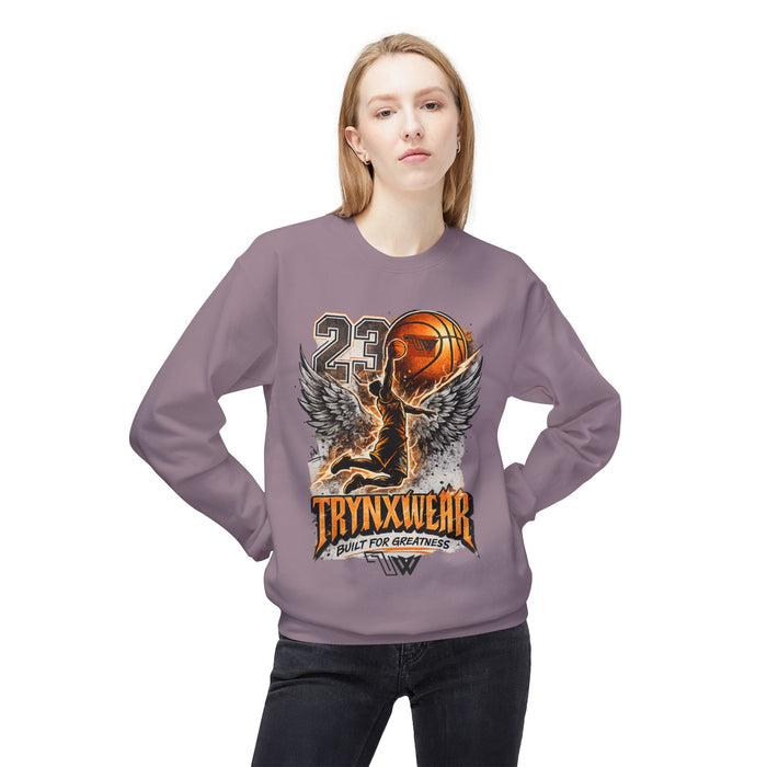 TrynxWear Basketball Wings Crewneck Sweatshirt "Built for Greatness"