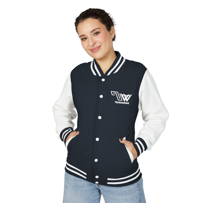 TrynxWear Red & White Varsity Jacket with Winged Logo Letterman Jacket