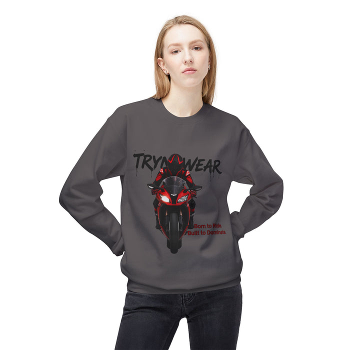 TrynxWear Motorcycle Crewneck Sweatshirt "Born to Ride, Built to Dominate"