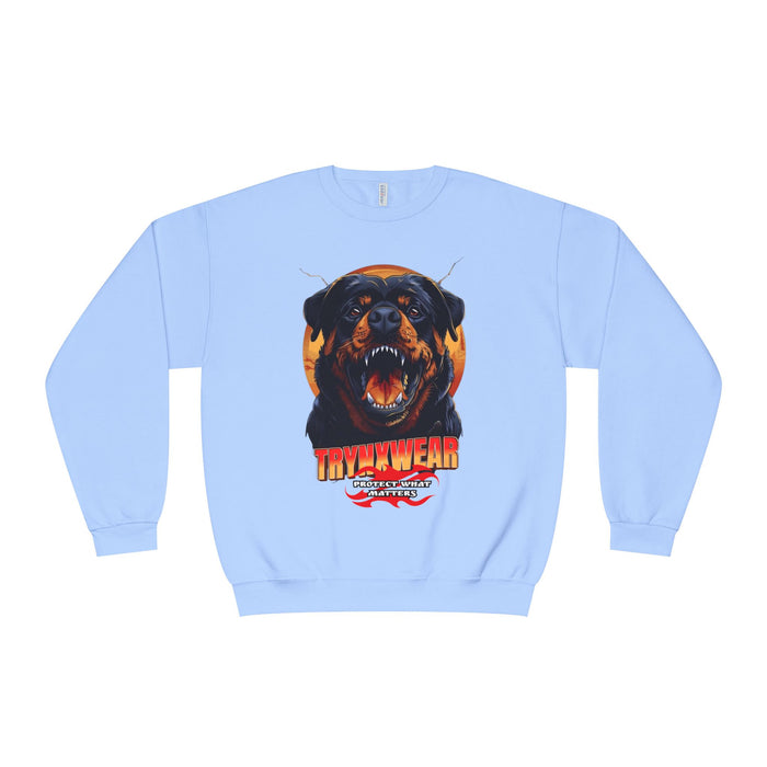 TrynxWear Rottweiler Graphic Crewneck Sweatshirt Fierce Dog Design