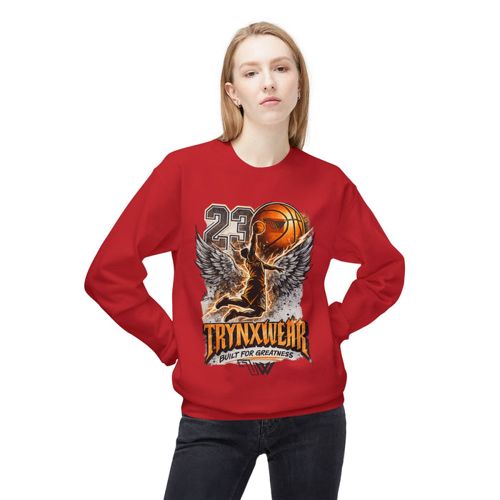 TrynxWear Basketball Wings Crewneck Sweatshirt "Built for Greatness"