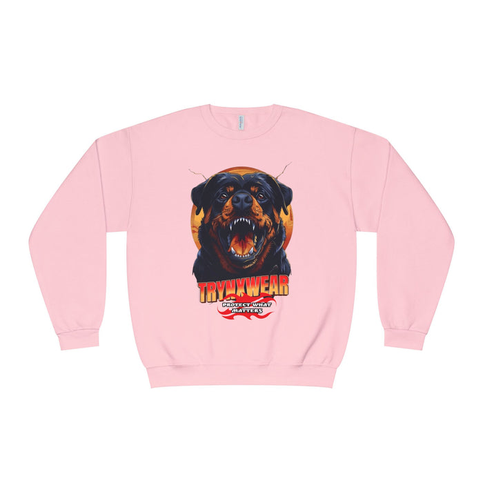 TrynxWear Rottweiler Graphic Crewneck Sweatshirt Fierce Dog Design