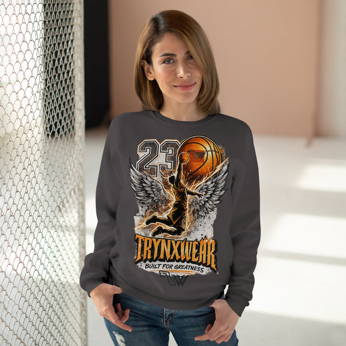 TrynxWear Basketball Wings Crewneck Sweatshirt "Built for Greatness"